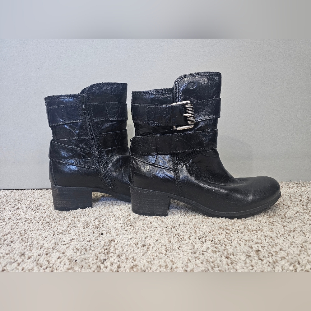 Josef Seibel Black Leather Moto Boots